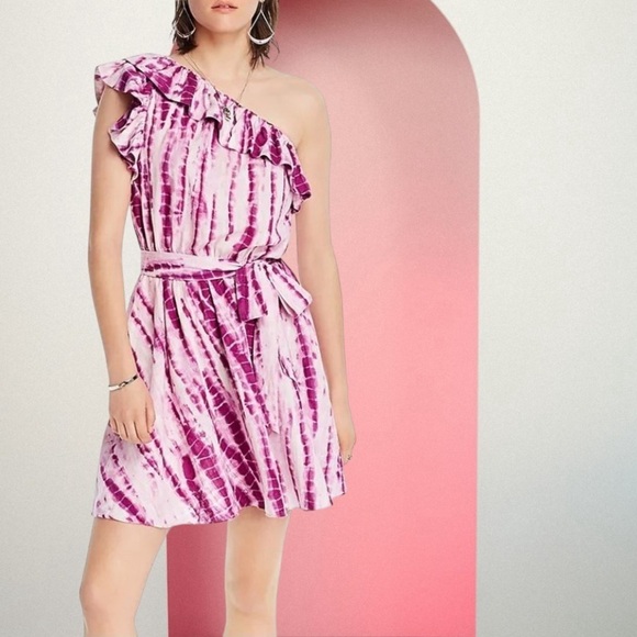 LINI Dresses & Skirts - NWT LINI ‘Remi’ Ruffled Tie Dye Mini Dress in “Lavender & White” Size Small